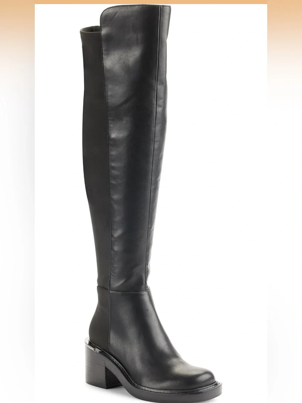 DKNY Black Over-the-Knee Block Heel Boots